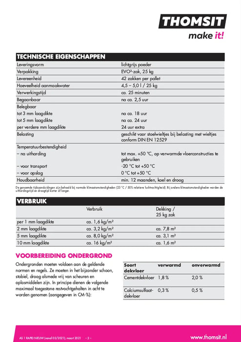 Thomsit AS1 Rapid anhydrietegalisatie