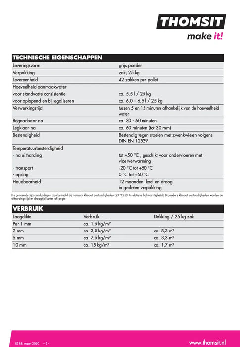 Thomsit RS 88 Renovatiemortel 25 kg