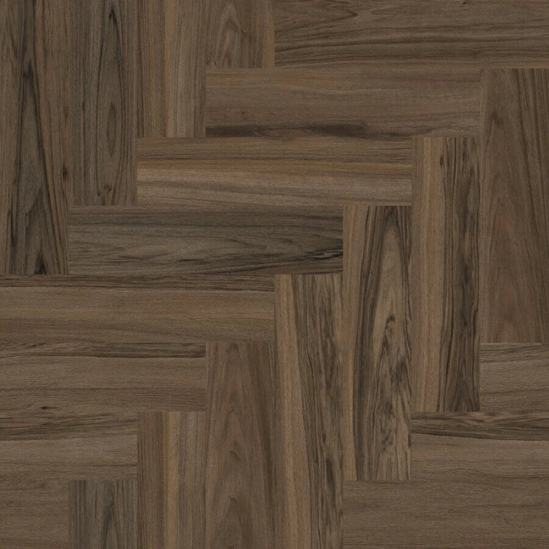 Staal van COREtec The Naturals Herringbone 3088 Juglans | Visgraat Click PVC