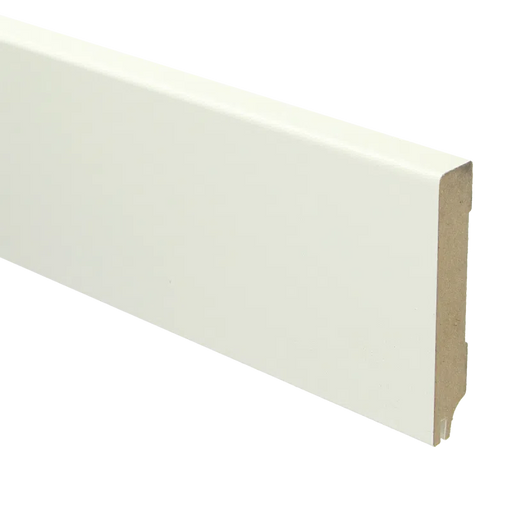 Geluidreducerende MDF Plint | Afgelakt RAL 9010 Gebroken wit / 15 x 90 mm