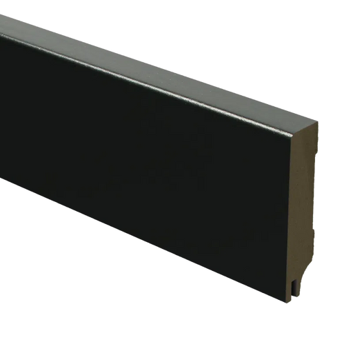 Geluidreducerende MDF Plint | Afgelakt RAL 9005 Zwart / 15 x 70 mm