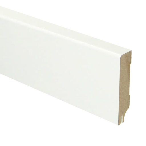 Geluidreducerende MDF Plint | Afgelakt RAL 9016 Verkeerswit / 15 x 70 mm