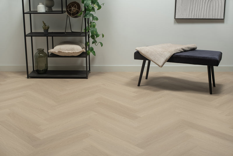 Staal van Floer Beige Eiken - Visgraat Click PVC