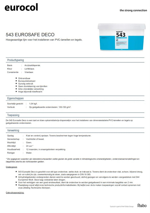Eurocol 543 Eurofix Deco | PVC Lijm 10 Liter