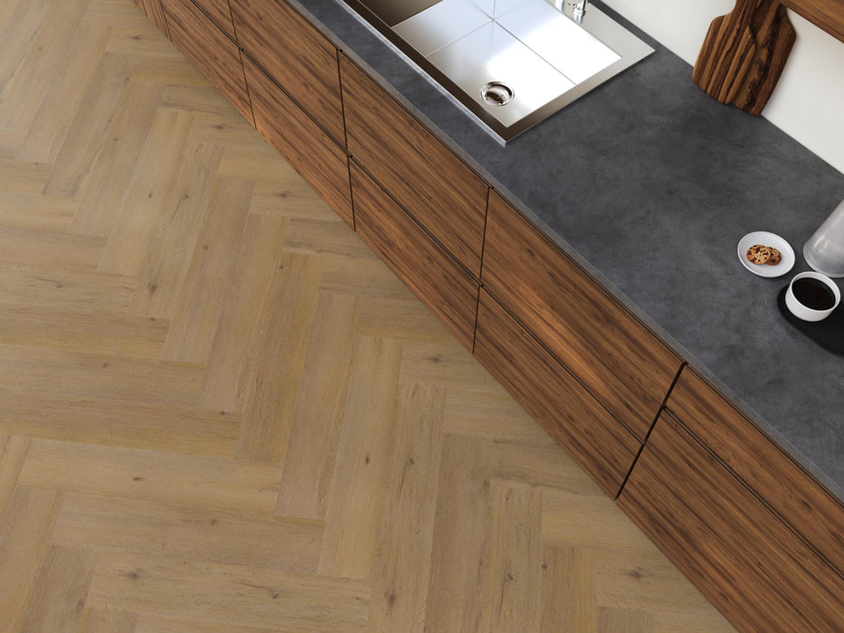 FloorLife YUP Leyton Dark oak - Visgraat Plak PVC