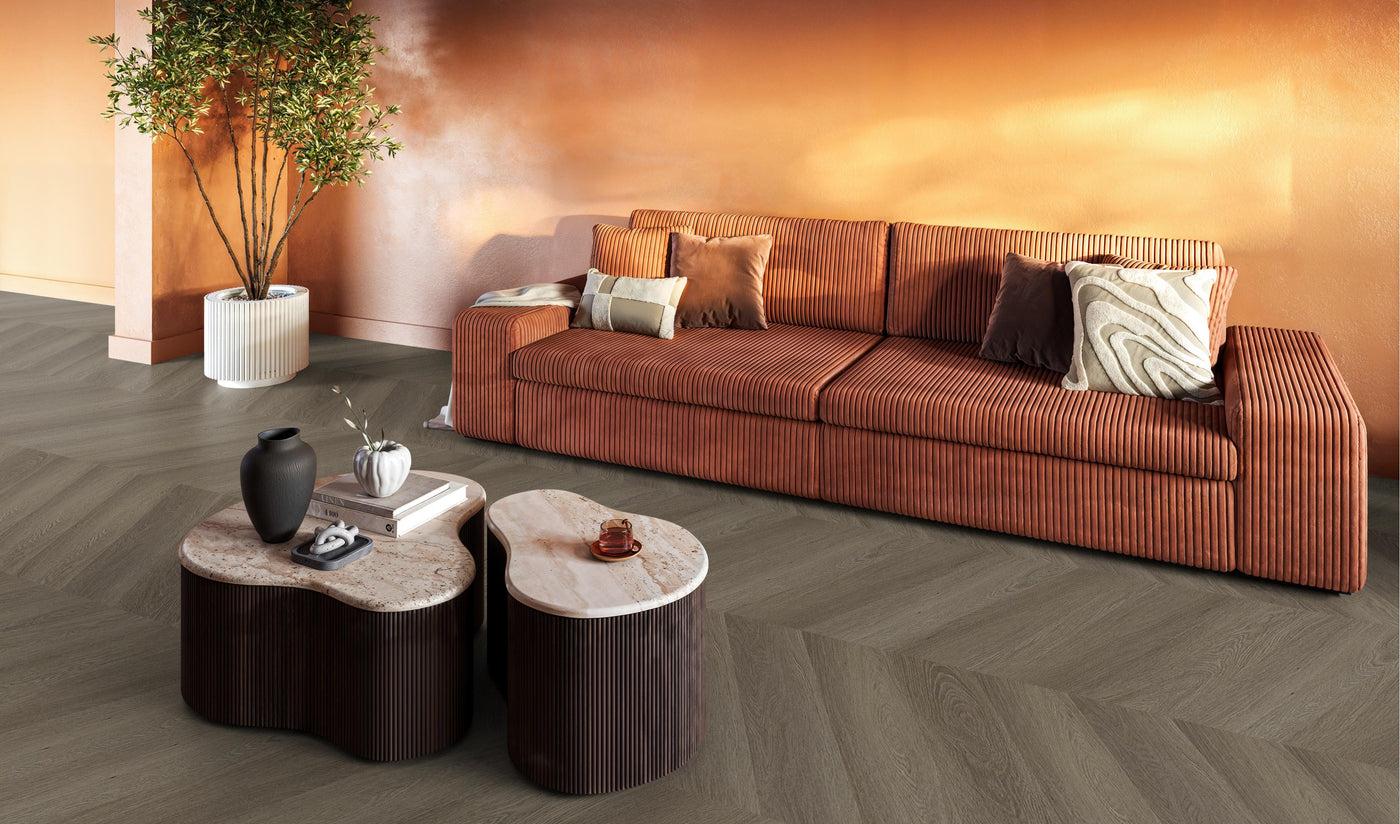 FloorLife YUP Fulham Brown - Hongaarse punt Plak PVC