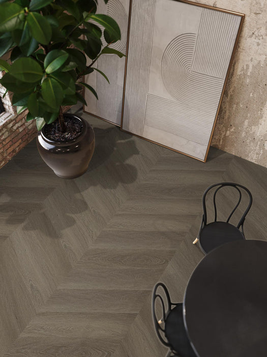 FloorLife YUP Fulham Brown - Hongaarse punt Plak PVC
