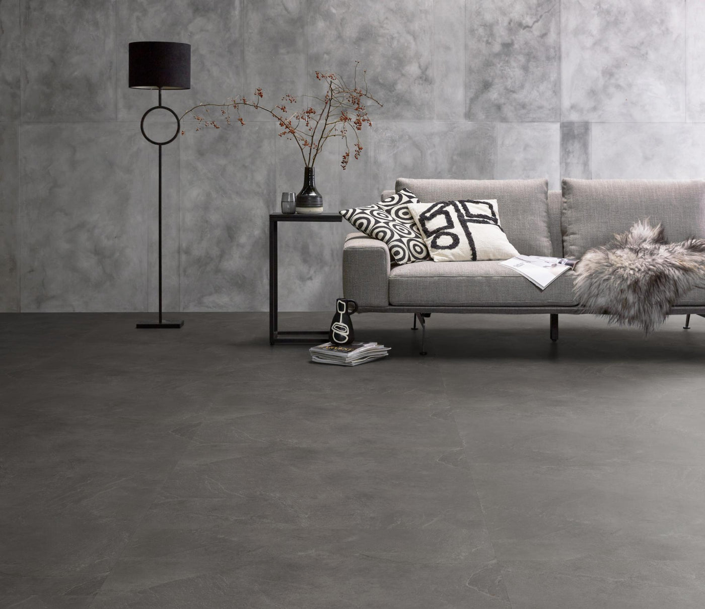 Ambiant Noveno XL Dark grey | Tegel 90 x 90 Plak PVC dryback