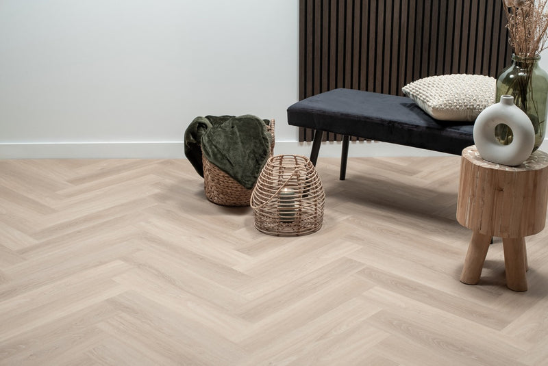 Staal van Floer Puur Eiken - Visgraat Dryback Plak PVC
