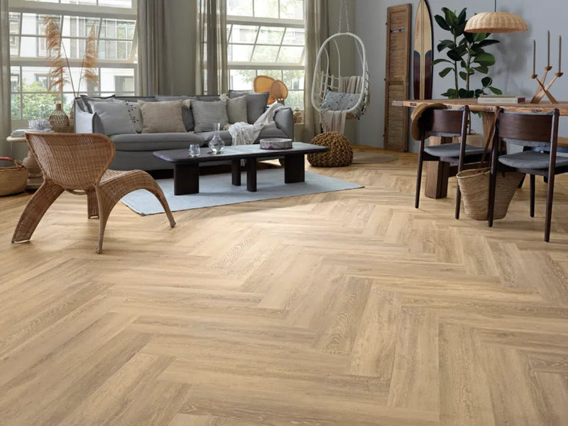Staal van mFLOR 46414 Parva Oak XL Visgraat Piedmont | Dryback lijm PVC