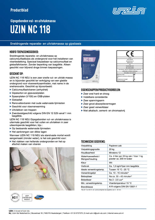 Uzin-nc 118 Gips en Reparatiemortel