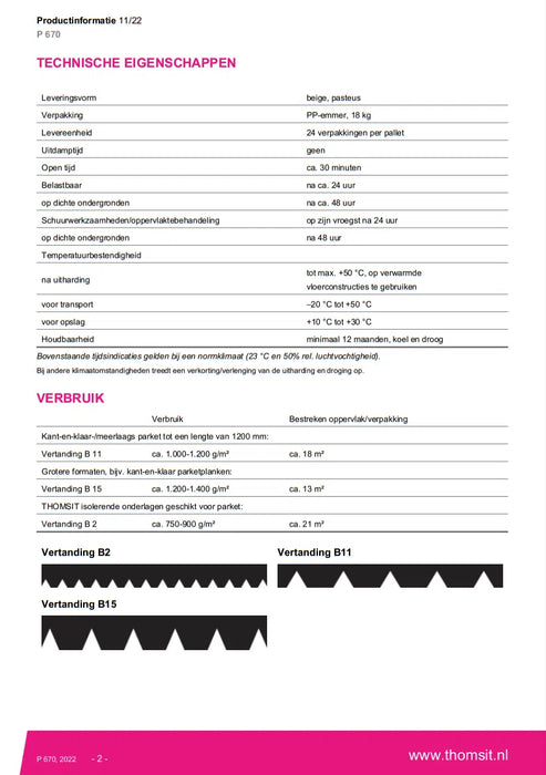 Thomsit P670 Elast | Parketlijm 18 kg