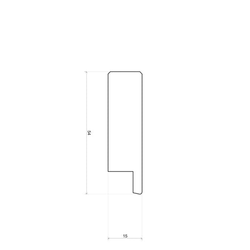 Rechte plint 15x54 mm massief Grenen onbewerkt