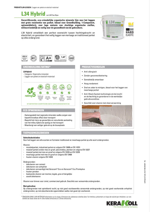Kerakol SLC L34 Hybrid | Parketlijm 16 kg