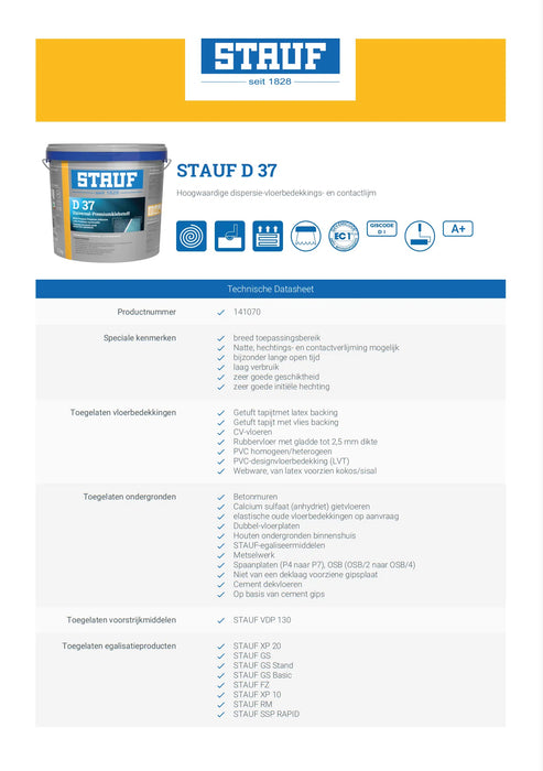 Stauf D37 PVC (contact)lijm 14 kg