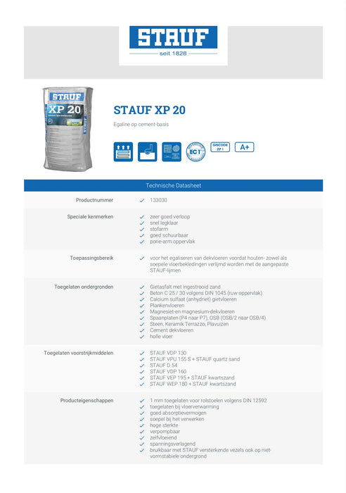 Stauf XP-20 Cementgebonden egaline 25 kg