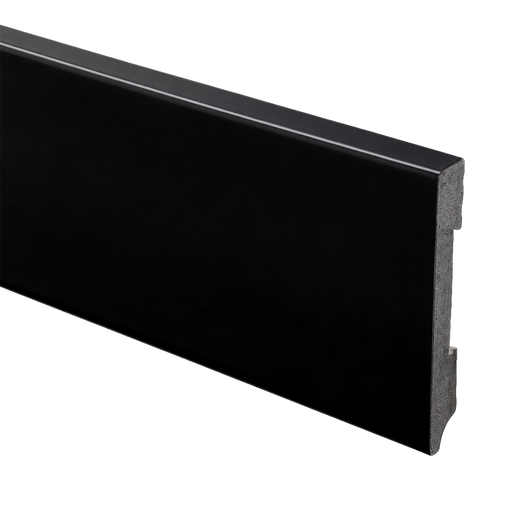 Watervaste kunststof Rechte Plint | Zwart glans / 12 x 90 mm
