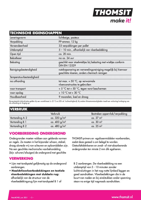 Thomsit BasicBond Universele PVC dispersie PVC lijm 12 kg