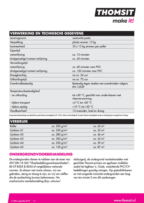 Thomsit K188 E Aquaplast | PVC lijm 13 kg