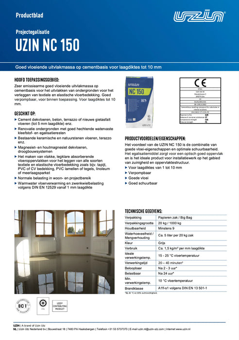 Uzin-nc 150 projectegalisatie 20kg