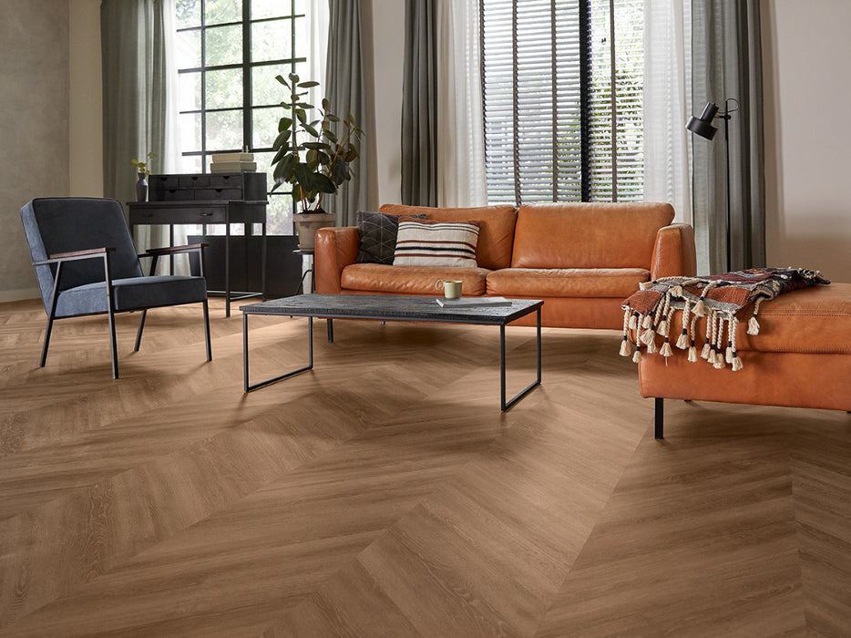 mFLOR 42216 Parva Oak Chevron Liguria | Hongaarse punt | Dryback Plak PVC